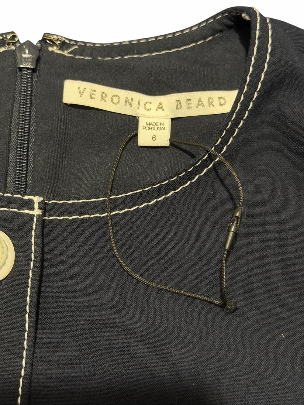 Veronica Beard Navy Dress with Cream Contrast Stitching midi dress,sz6, pre-owne - Picture 11 of 14